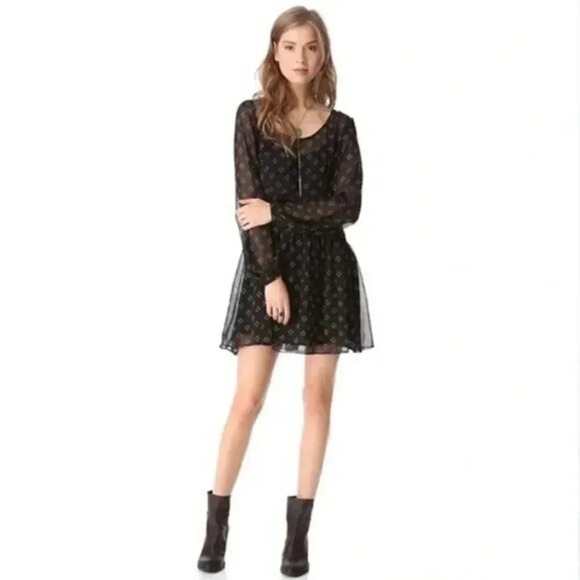 Free People Baby Dee Black Sheer Mini Dress M - Picture 1 of 6